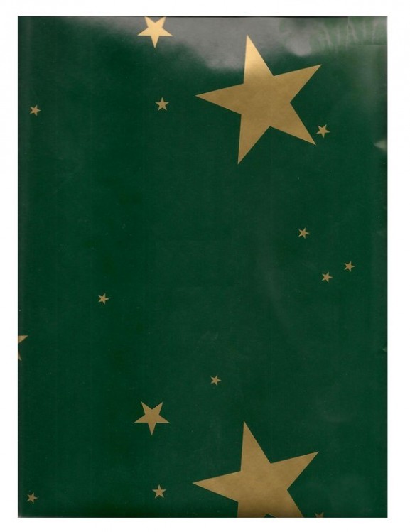 Balící papír 70x100 zelený+ zlaté hvězdy | Obalový materiál - Alobal, folie, pečící papír a ubrusy